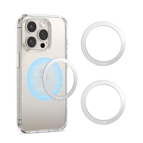Pierścień blaszka magnetyczna MagSafe do etui smartfona - srebrny Pierścień blaszka magnetyczna MagSafe do etui smartfona - srebrny