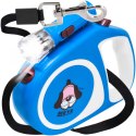 Smycz automatyczna zwijana dla psa kota z blokadą latarką LED do 15 kg 5 m - niebieska