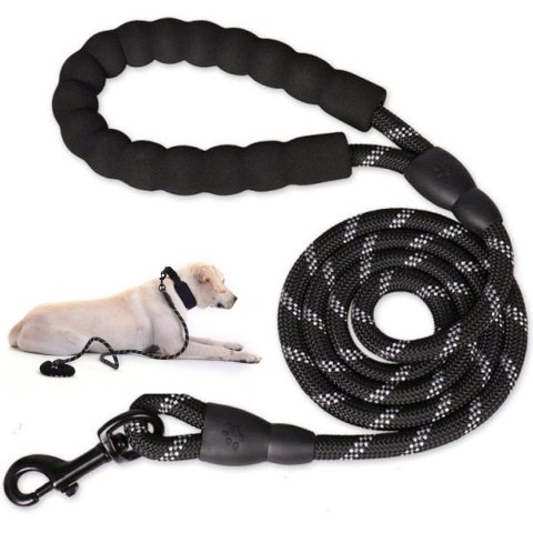 Smycz treningowa dla psa z odblaskowymi wstawkami mocna 1.5 m