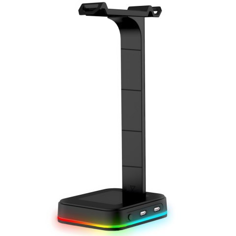 Stojak uchwyt biurkowy gamingowy na słuchawki HUB USB podświetlany RGB LED