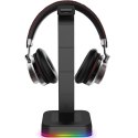 Stojak uchwyt biurkowy gamingowy na słuchawki HUB USB podświetlany RGB LED