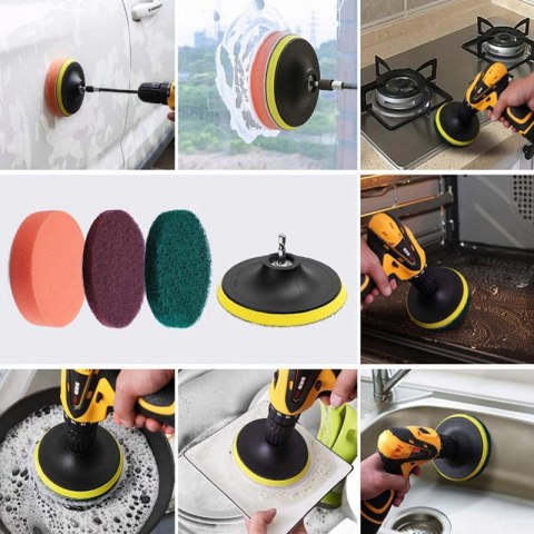 Szczotki pady czyszczące na wkrętarkę - zestaw 22 el.