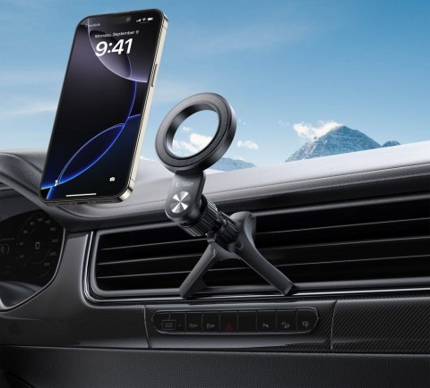 Uchwyt samochodowy na kratkę nawiewu do smartfona z pierścieniami MagSafe N53 - czarny Uchwyt samochodowy na kratkę nawiewu do smartfona z pierścieniami MagSafe N53 - czarny