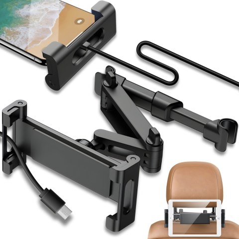 Uchwyt samochodowy teleskopowy na zagłówek do telefonu tabletu Uchwyt samochodowy teleskopowy na zagłówek do telefonu tabletu