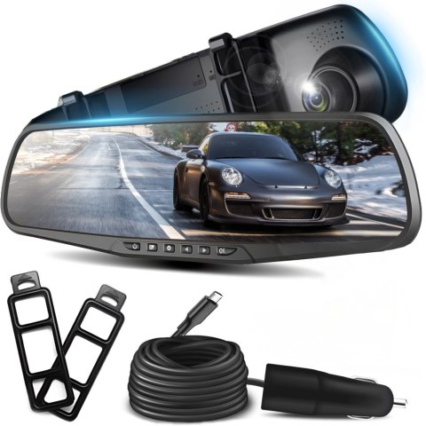 Wideorejestrator kamera samochodowa z detekcją ruchu LUSTERKO Full HD TF 12 V Wideorejestrator kamera samochodowa z detekcją ruchu LUSTERKO Full HD TF 12 V