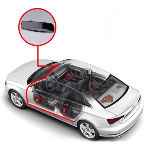 Wideorejestrator kamera samochodowa z detekcją ruchu LUSTERKO Full HD TF 12 V Wideorejestrator kamera samochodowa z detekcją ruchu LUSTERKO Full HD TF 12 V