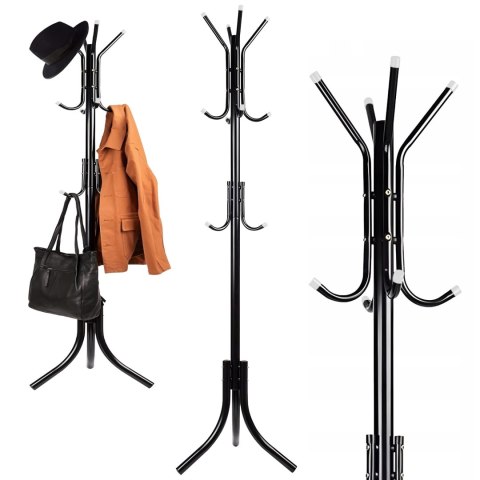 Wieszak podłogowy stojący na ubrania loft 3 poziomy 175 cm - czarny Wieszak podłogowy stojący na ubrania loft 3 poziomy 175 cm - czarny