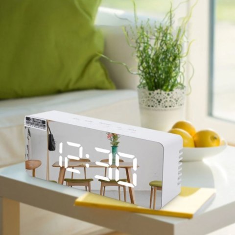 Zegar budzik z termometrem podświetlaniem LED - lustrzany Zegar budzik z termometrem podświetlaniem LED - lustrzany