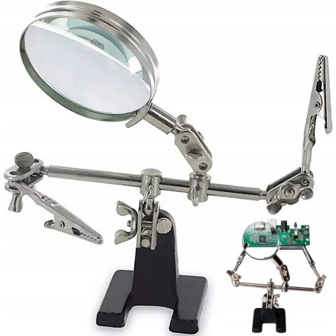 Zestaw do lutowania trzecia ręka z lupą 2.5x regulowanymi uchwytami Zestaw do lutowania trzecia ręka z lupą 2.5x regulowanymi uchwytami