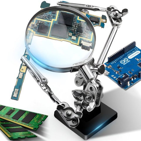 Zestaw do lutowania trzecia ręka z lupą 2.5x regulowanymi uchwytami Zestaw do lutowania trzecia ręka z lupą 2.5x regulowanymi uchwytami