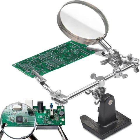 Zestaw do lutowania trzecia ręka z lupą 2.5x regulowanymi uchwytami Zestaw do lutowania trzecia ręka z lupą 2.5x regulowanymi uchwytami