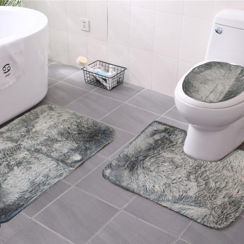 Zestaw dywaników łazienkowych antypoślizgowych szary - 3 szt. Zestaw dywaników łazienkowych antypoślizgowych szary - 3 szt.
