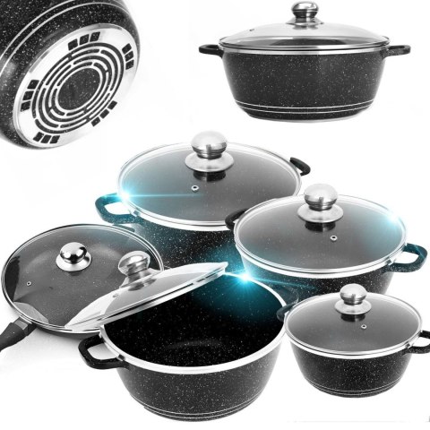 Zestaw garnków patelnia z powłoką ceramiczną pokrywkami - 12 el. Zestaw garnków patelnia z powłoką ceramiczną pokrywkami - 12 el.