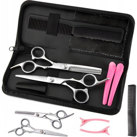 Zestaw narzędzi fryzjerskich do włosów brody w etui nożyce degażówki grzebień spinki - 7 el. Zestaw narzędzi fryzjerskich do włosów brody w etui nożyce degażówki grzebień spinki - 7 el.