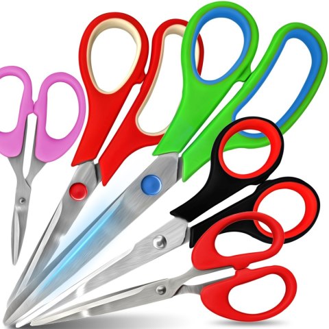 Zestaw nożyc szkolnych uniwersalnych - 5 szt. Zestaw nożyc szkolnych uniwersalnych - 5 szt.