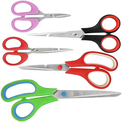 Zestaw nożyc szkolnych uniwersalnych - 5 szt. Zestaw nożyc szkolnych uniwersalnych - 5 szt.