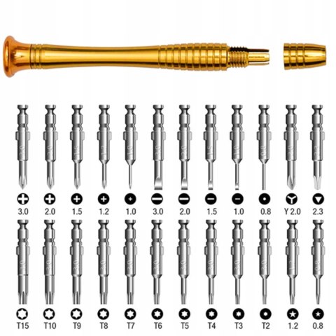 Zestaw wkrętaków precyzyjnych uchwyt 24 końcówki Zestaw wkrętaków precyzyjnych uchwyt 24 końcówki
