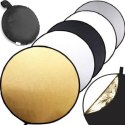 Blenda fotograficzna okrągła 5w1 złota srebrna biała składana śr. 60 cm Blenda fotograficzna okrągła 5w1 złota srebrna biała składana śr. 60 cm