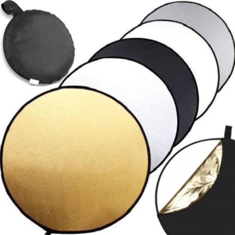 Blenda fotograficzna okrągła 5w1 złota srebrna biała składana śr. 60 cm Blenda fotograficzna okrągła 5w1 złota srebrna biała składana śr. 60 cm