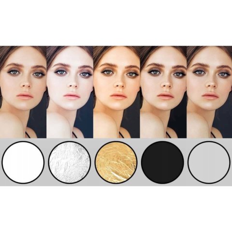 Blenda fotograficzna okrągła 5w1 złota srebrna biała składana śr. 60 cm Blenda fotograficzna okrągła 5w1 złota srebrna biała składana śr. 60 cm