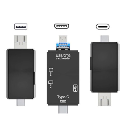 Czytnik kart SD TF 5w1 USB-A USB-C microUSB Czytnik kart SD TF 5w1 USB-A USB-C microUSB