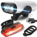 Lampka rowerowa akumulatorowa przód tył 3 tryby 1800 mAh - 2 szt.