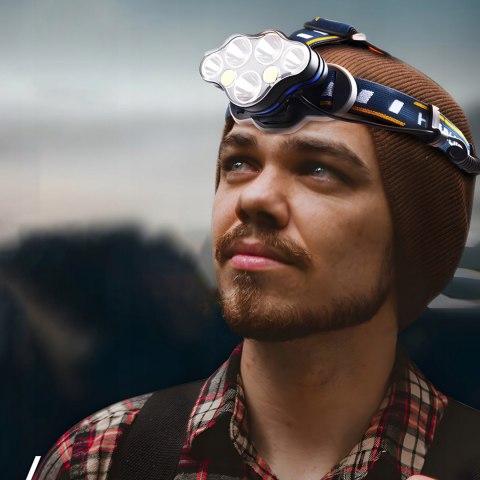 Latarka czołowa czołówka akumulatorowa wodoodporna 8 trybów LED