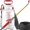 Opryskiwacz ogrodowy ręczny ciśnieniowy 5 l - biało czerwony