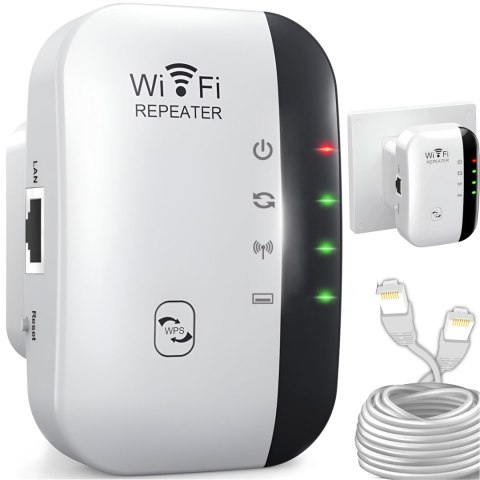 Repeater wzmacniacz sygnału Wi-Fi 2 tryby pracy 2.4 GHz