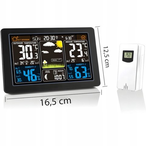 Stacja pogody bezprzewodowa termometr higrometr barometr data alarm LCD