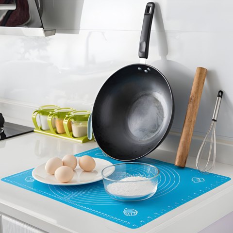 Stolnica mata silikonowa do ciasta z miarką 65 x 45 cm