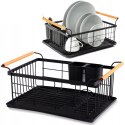 Suszarka do naczyń ociekacz metalowy z pojemnikiem na sztućce tacką - czarny