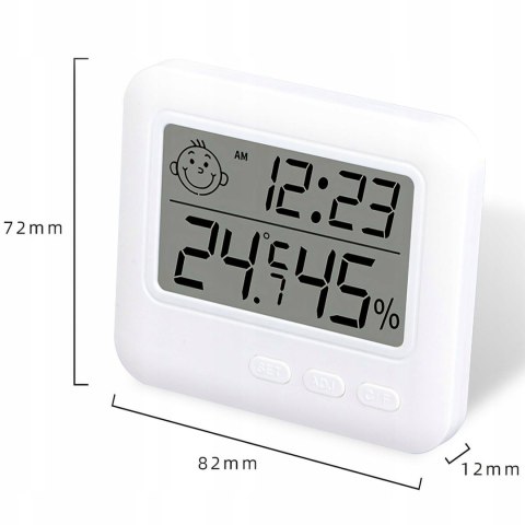 Termometr higrometr pokojowy stojący z zegarkiem budzikiem LCD Termometr higrometr pokojowy stojący z zegarkiem budzikiem LCD