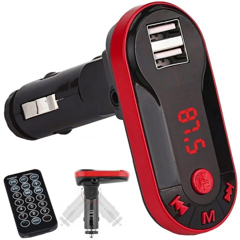 Transmiter FM samochodowy z ładowarką MP3 Bluetooth USB SD LCD Transmiter FM samochodowy z ładowarką MP3 Bluetooth USB SD LCD