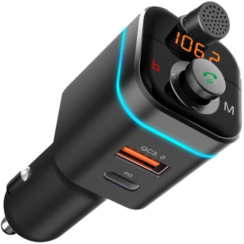 Transmiter FM z ładowarką MP3 USB SD Bluetooth LCD