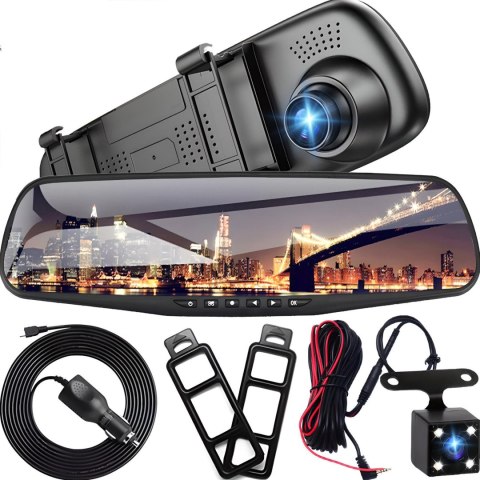 Wideorejestrator samochodowy z kamerą cofania w lusterku FULL HD TF Wideorejestrator samochodowy z kamerą cofania w lusterku FULL HD TF