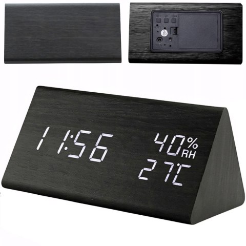 Zegar budzik cyfrowy z termometrem wilgotnością podświetlany 3 alarmy Zegar budzik cyfrowy z termometrem wilgotnością podświetlany 3 alarmy