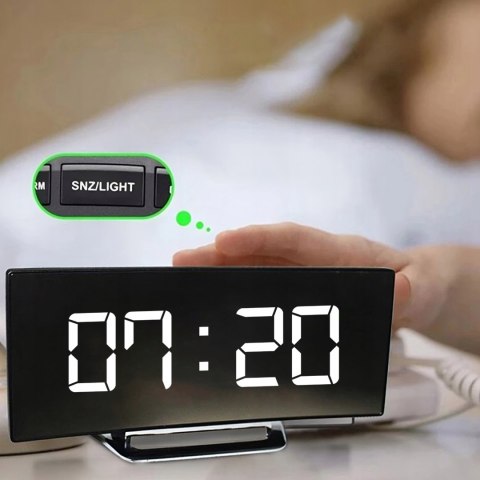 Zegarek budzik elektroniczny z termometrem datą lustro LED Zegarek budzik elektroniczny z termometrem datą lustro LED