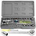 Zestaw kluczy nasadowych nasadek z grzechotką - 40 el. Zestaw kluczy nasadowych nasadek z grzechotką - 40 el.