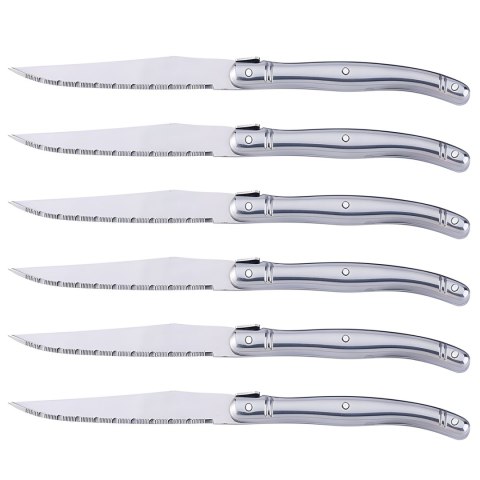 Zestaw noży kuchennych ząbkowanych do steków grilla BBQ w bloku - 6 el. Zestaw noży kuchennych ząbkowanych do steków grilla BBQ w bloku - 6 el.