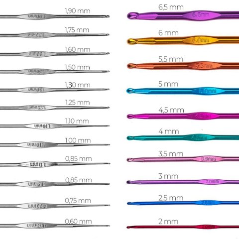 Zestaw szydełek metalowych w etui - 100 el. Zestaw szydełek metalowych w etui - 100 el.