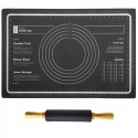 Zestaw wałek i stolnica mata silikonowa z podziałką do ciasta 60 x 40 cm - czarne Zestaw wałek i stolnica mata silikonowa z podziałką do ciasta 60 x 40 cm - czarne