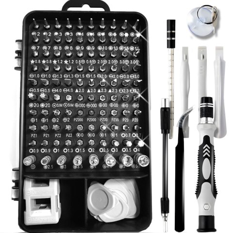 Zestaw wkrętaków końcówek bitów precyzyjnych - 115 el. Zestaw wkrętaków końcówek bitów precyzyjnych - 115 el.