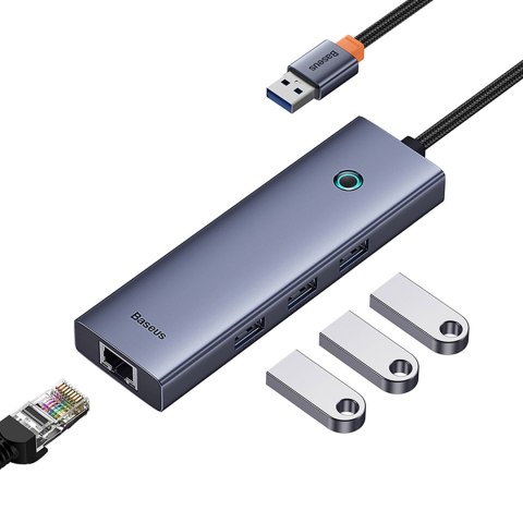 4w1 HUB adapter USB-A RJ45 - szary 4w1 HUB adapter USB-A RJ45 - szary