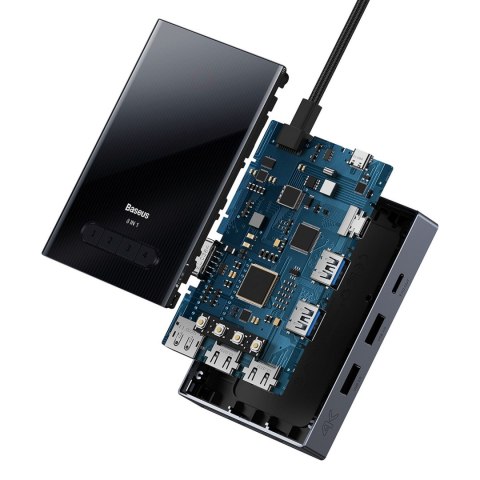 8w1 HUB adapter HDMI DisplayPort VGA USB-A USB-C - szary 8w1 HUB adapter HDMI DisplayPort VGA USB-A USB-C - szary