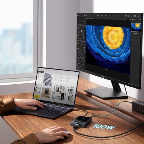 8w1 HUB adapter HDMI DisplayPort VGA USB-A USB-C - szary 8w1 HUB adapter HDMI DisplayPort VGA USB-A USB-C - szary