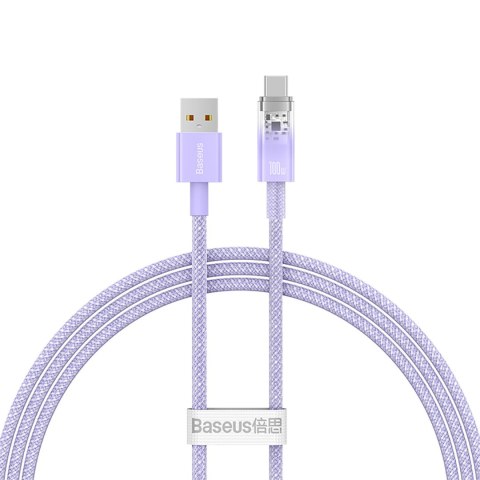 Kabel przewód Explorer z czujnikiem temperatury USB-A USB-C 100W 1m - fioletowy