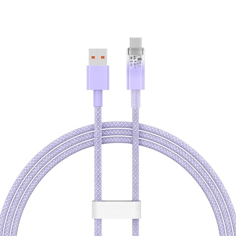 Kabel przewód Explorer z czujnikiem temperatury USB-A USB-C 100W 1m - fioletowy