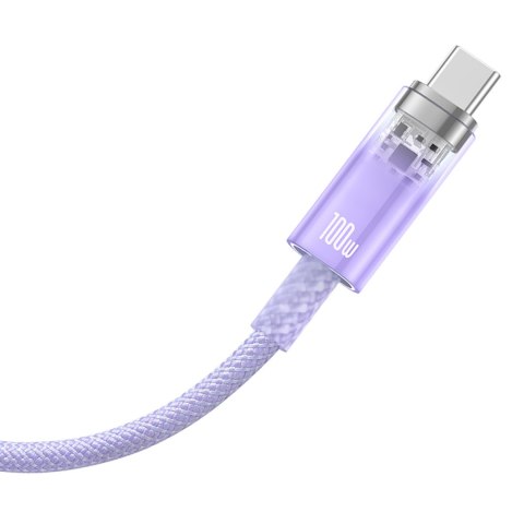 Kabel przewód Explorer z czujnikiem temperatury USB-A USB-C 100W 1m - fioletowy