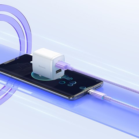 Kabel przewód Explorer z czujnikiem temperatury USB-A USB-C 100W 1m - fioletowy